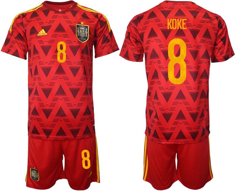 Men 2022 World Cup National Team Spain home red 8 Soccer Jersey